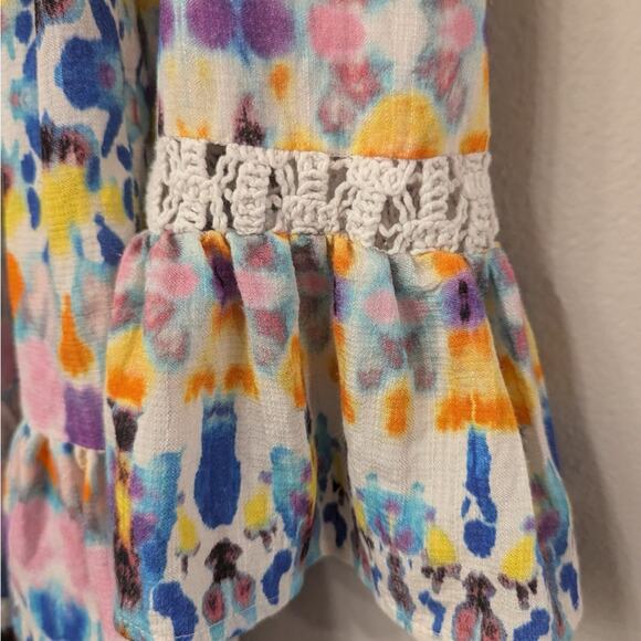 Aqua’s Multicolored Print Crochet Trim Baby Doll Dress In Size Large. NWOT. - Picture 3 of 5